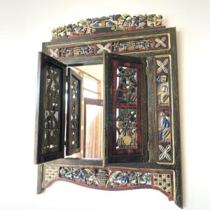 Cermin Hias Dinding Jendela Ukir Kayu Jati Motif Nuansa Pedesaan Bali | Wall Decoration | Home Decoration